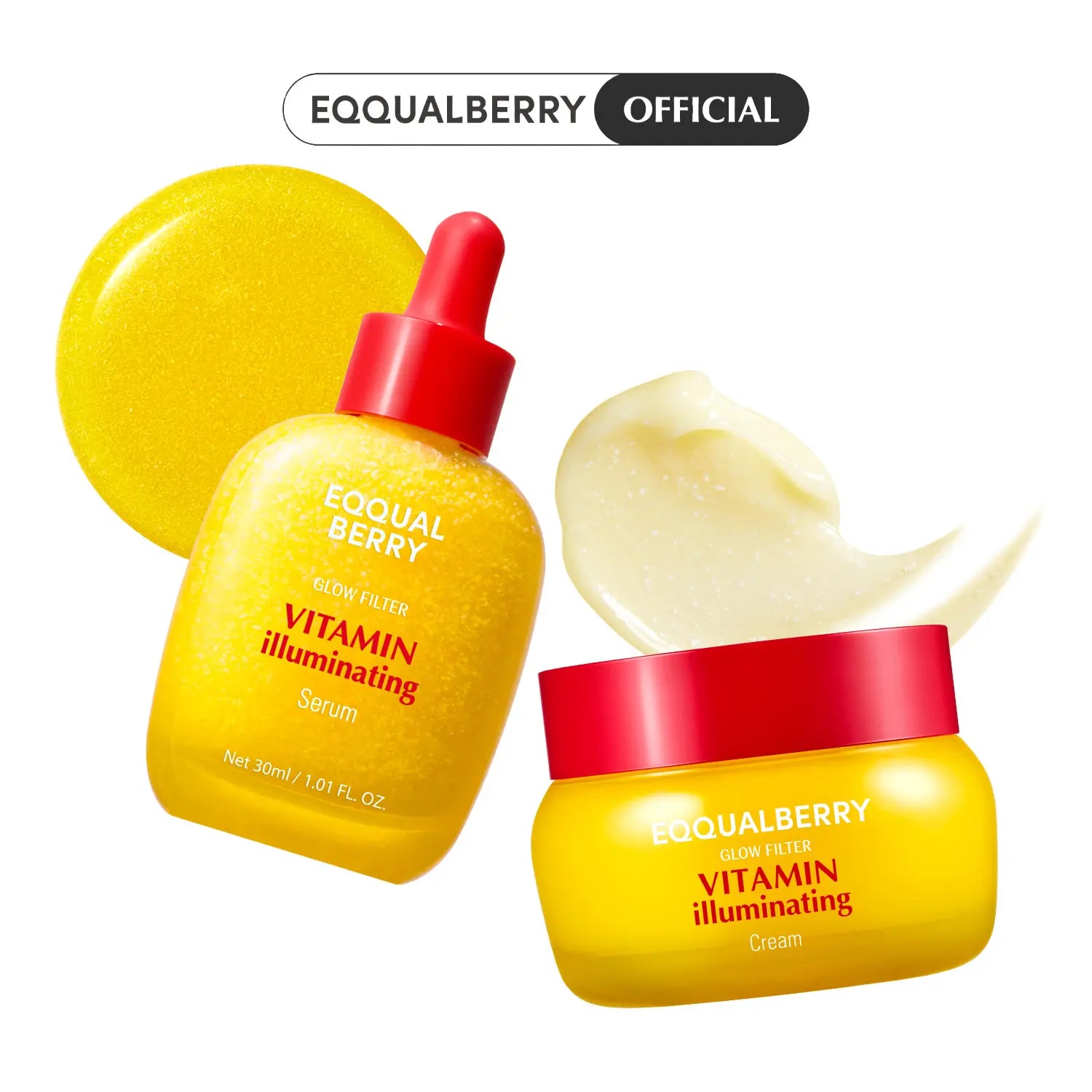 Brighten Your Skin with EQQUALBERRY Vitamin Illuminating Duo - Serum & Cream for Dark Spots, Even Tone & Hydration!
