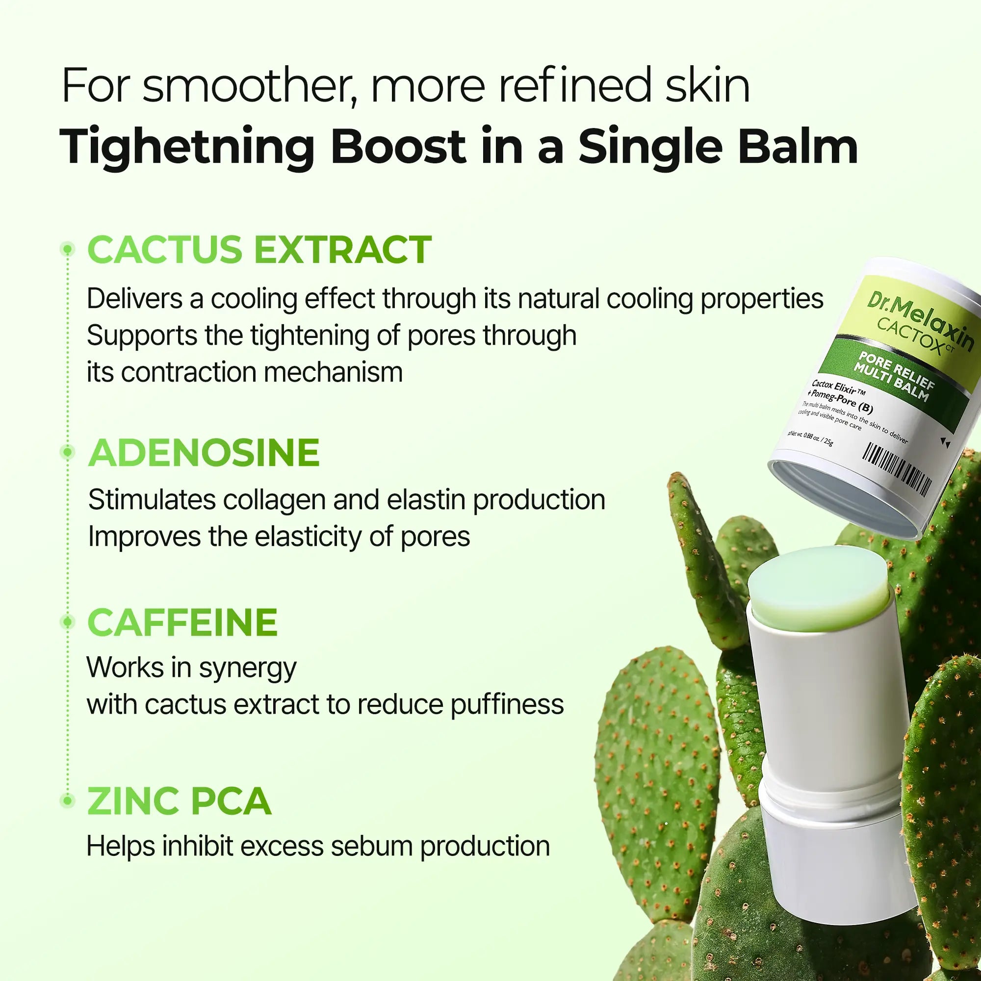 [Dr.Melaxin Official] CACTOX PORE RELIEF MULTI BALM with Cactus Cooling Reduce Puffiness & Pore Tightening for Visible Pore Care Skin Repair